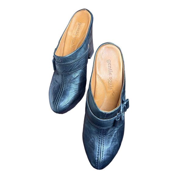 Gentle Souls Ophelia Black Leather Clog with Buckle Size 8 1/2 - Picture 3 of 11